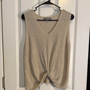 Marled Beige Knit Twist Tank Top